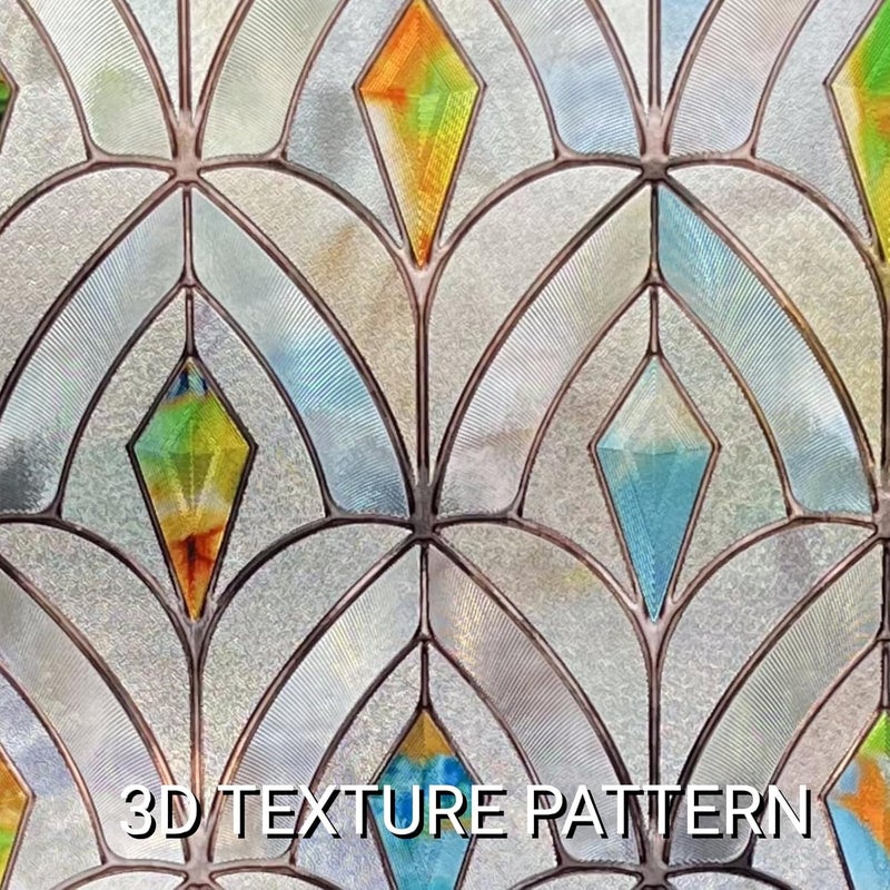ADD.HERES 3D Stained Glass Window Film, Decorative Window Privacy Film for Bathroom,Front Door,Home, Sun Blocking Heat Control,Static Cling,Malachite, 17.3inch x 47.2inch - Image 2